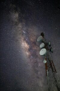 Stunning view of the Milky Way above a communications tower in Caldas, Colombia.