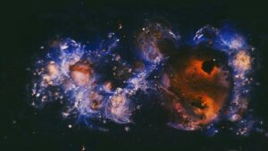 Vivid depiction of a cosmic nebula with swirling colors, ideal for space enthusiasts.