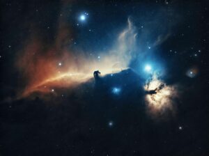 Captivating image of the Horsehead Nebula in the Orion constellation, showcasing vivid colors and cosmic beauty.